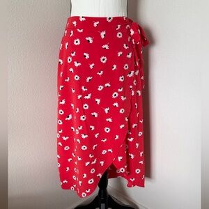 Ellison Dark Pink Asymmetrical Faux Wrap Floral Skirt